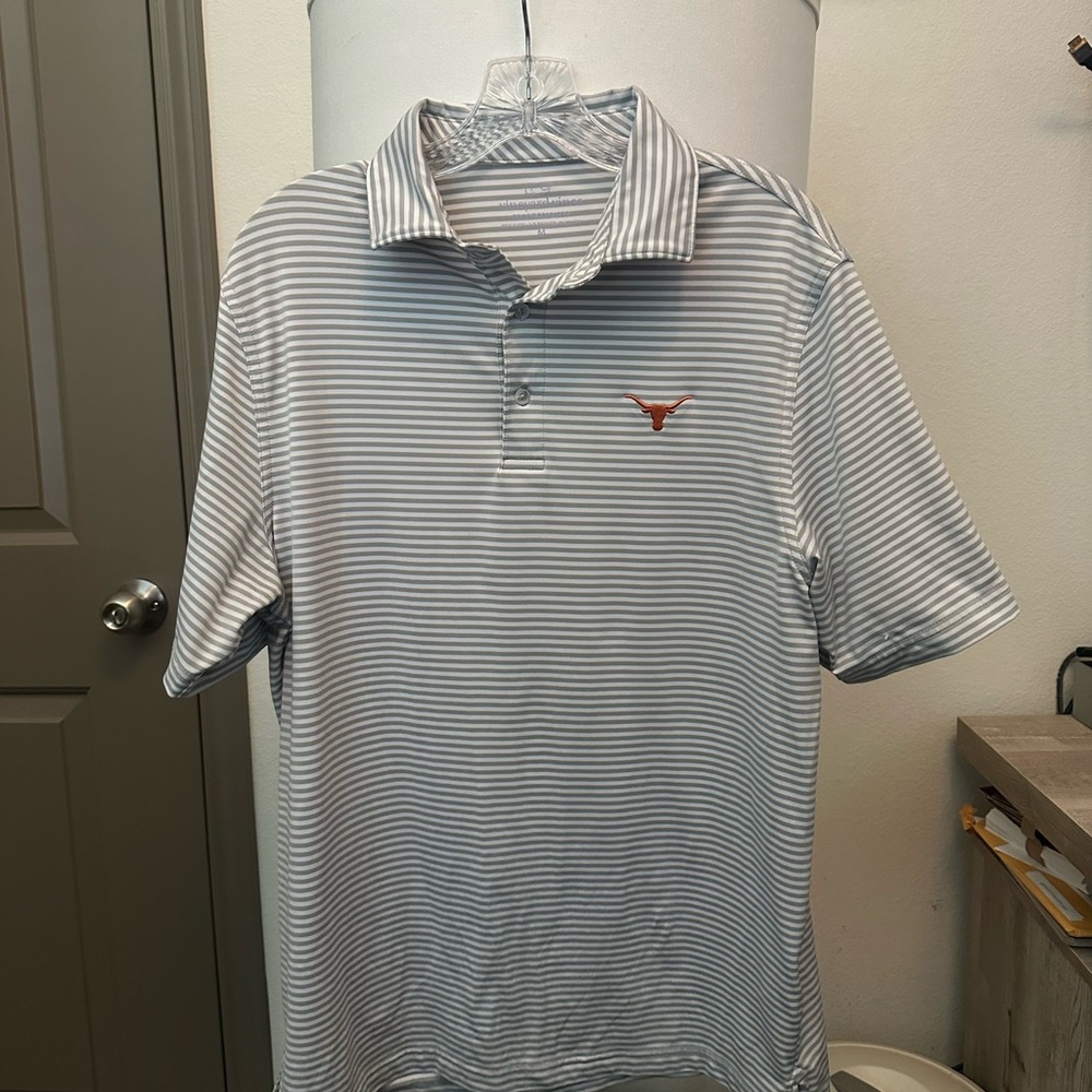 Texas Longhorn Gray Striped Polo